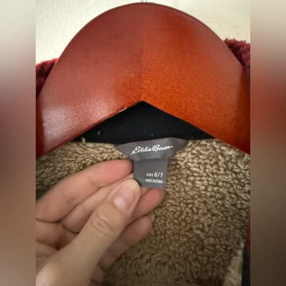 Eddie Bauer Kids Sherpa Lined Buffalo Plaid Fleece - Size 6/7 - Picture 4 of 6